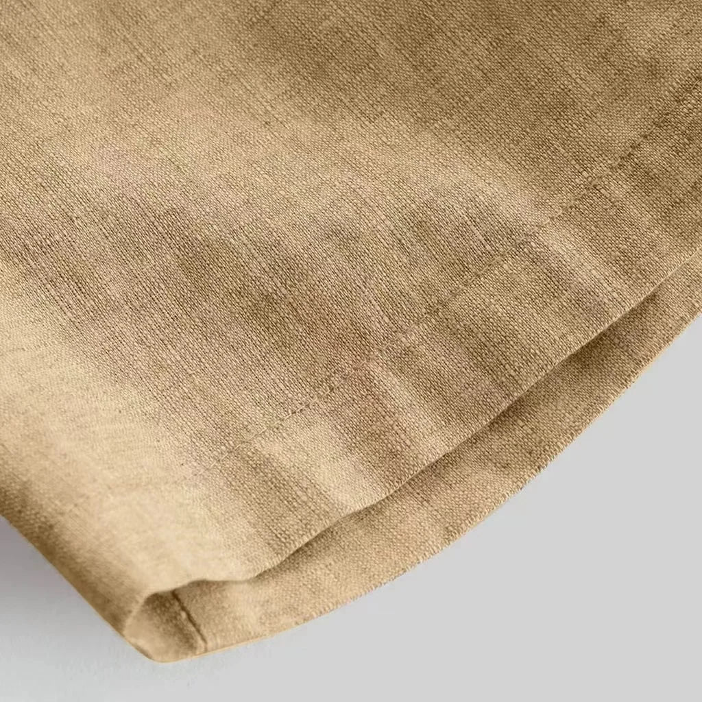 6872-SKAZI-Logo Short Sleeve Cotton Plus Size Casual Button up Men Linen Shirt