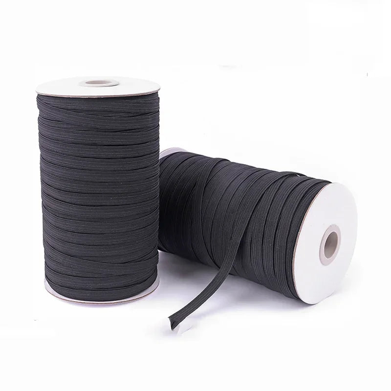 Bande élastique de couture à haute élasticité, 5 mètres/lot, 3/6/8/10/12mm, blanc/noir, bande de caoutchouc Fiat, corde extensible, ruban élastique