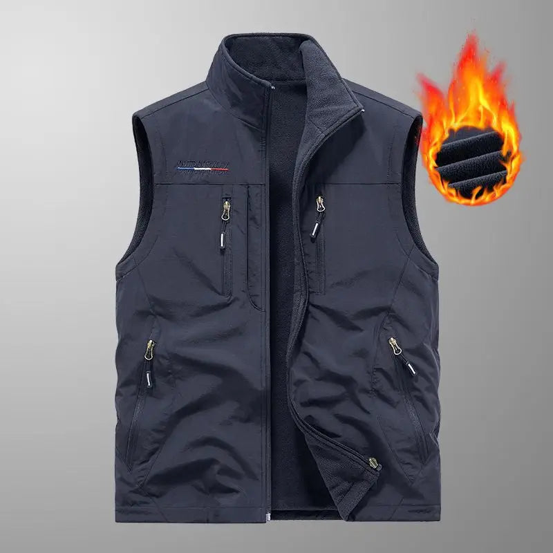 Gilet en polaire d'extérieur pour hommes, pull en polaire brossé, veste épaisse, vêtements Double face, automne et hiver 2025