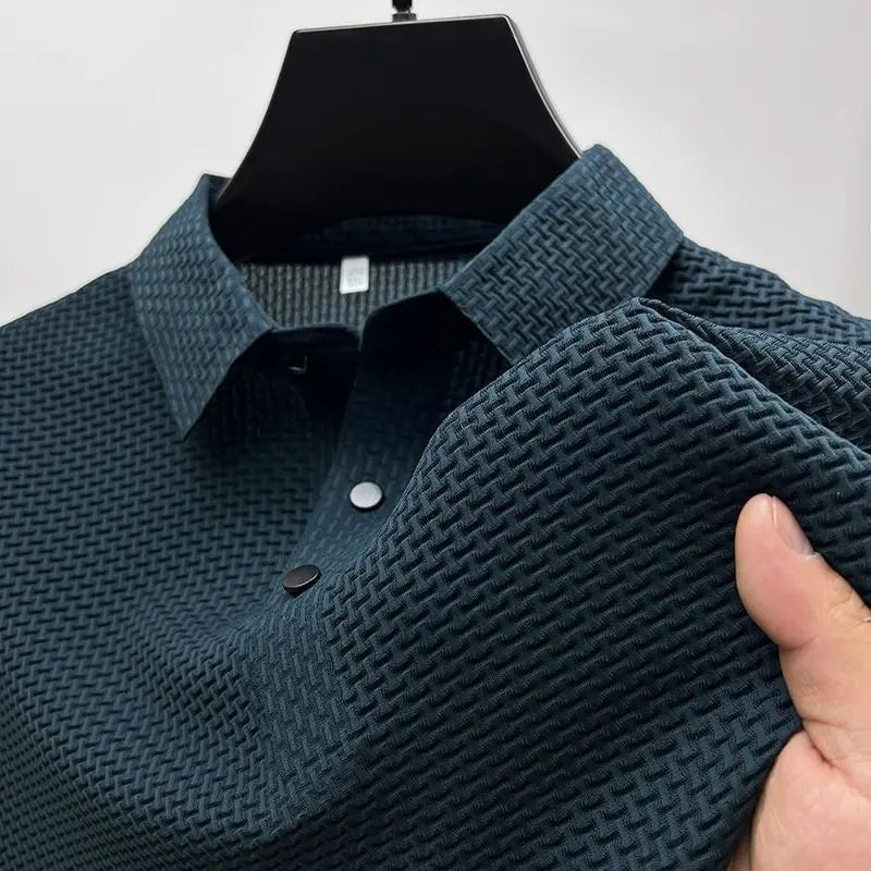 【جودة عالية】 M-4XL صيف جديد تي شيرت رجالي بأكمام قصيرة بولو، بارد ومسامي، قمة عمل غير رسمية ممتصة للعرق
