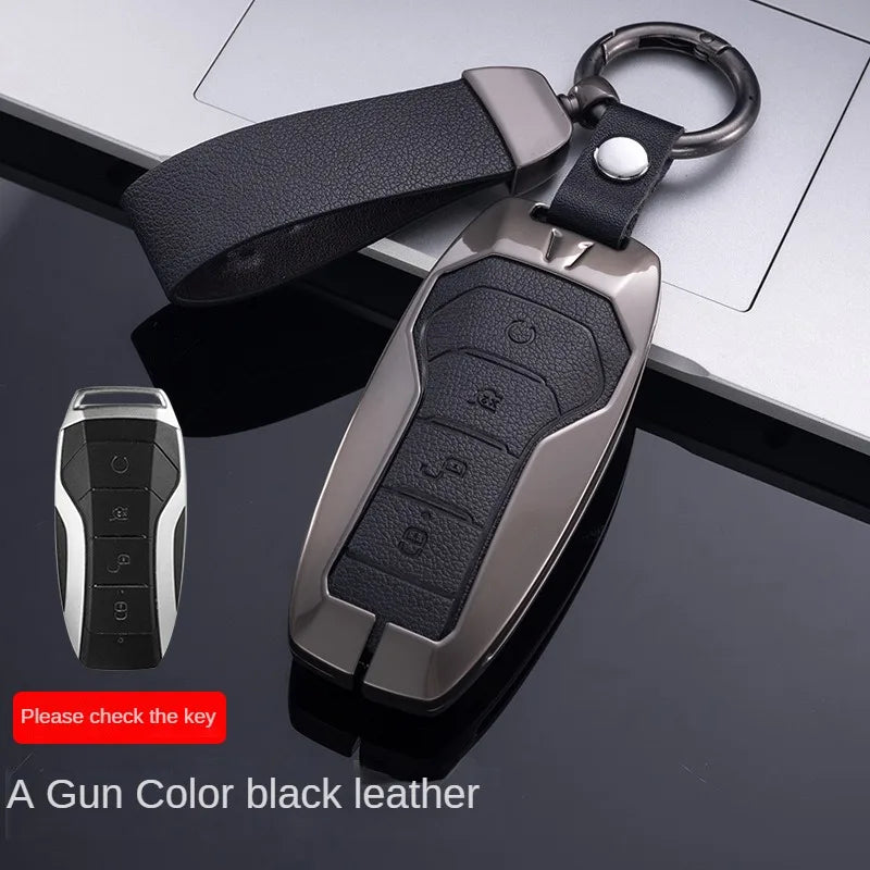 Étui pour clé pour BYD Song Plus Atto 3 Han EV Tang DM Qin joint dauphin cuir métal porte-clés à distance porte-clés accessoires de voiture