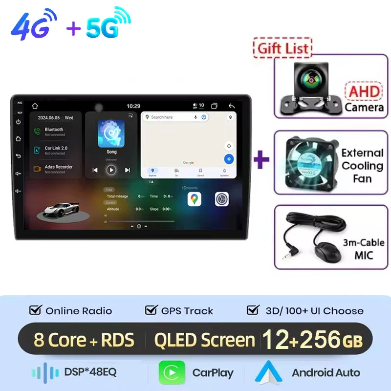 Autoradio multimédia vidéo avec navigation GPS Android16 CarPlay sans fil pour Ford New Transit 2009-2019 Focus 2005-2010