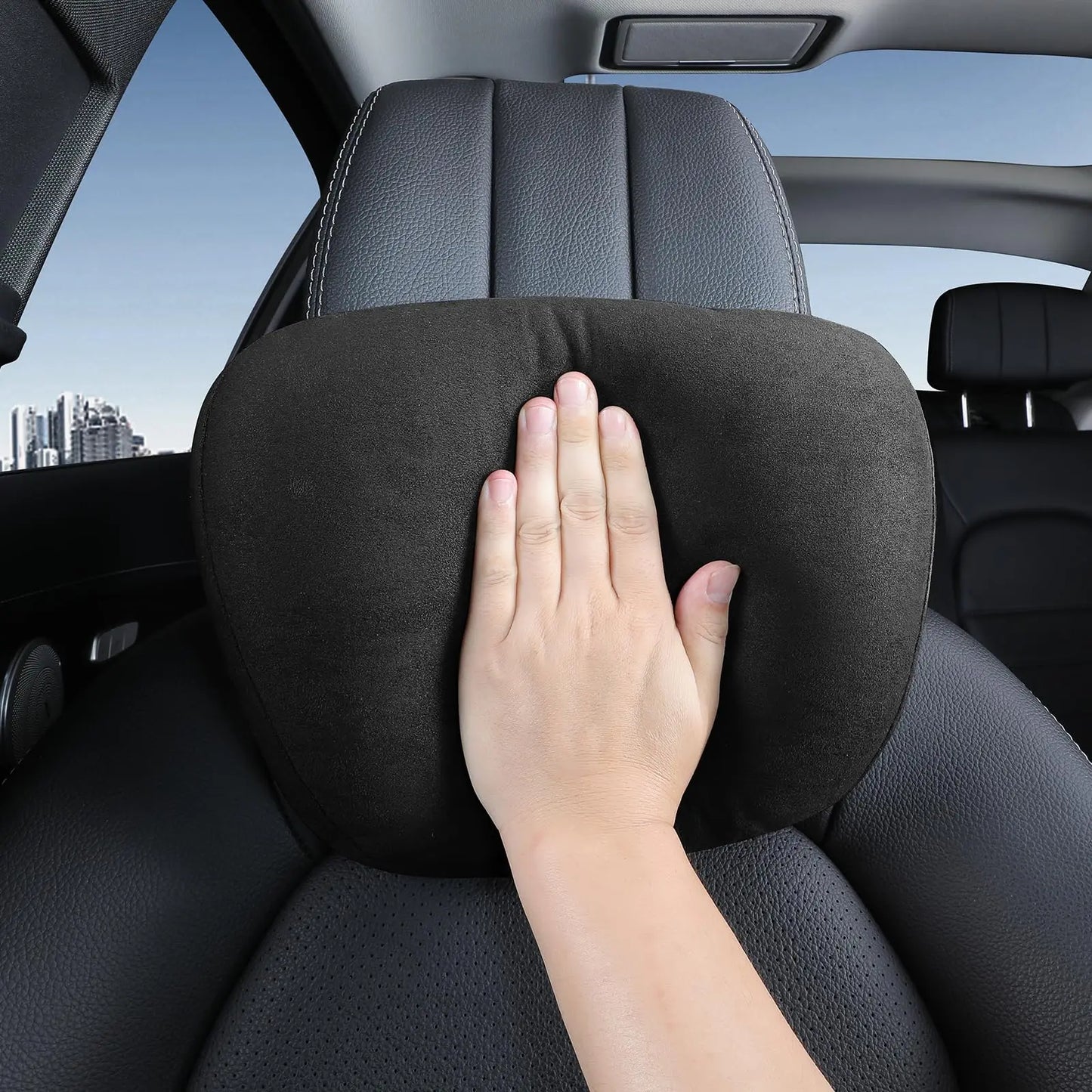 Appui-tête de voiture en coton à mémoire de forme, 2 pièces, Support de cou, accessoires de voiture, classe de siège, doux, universel, réglable, oreiller de voiture, coussin de repos du cou