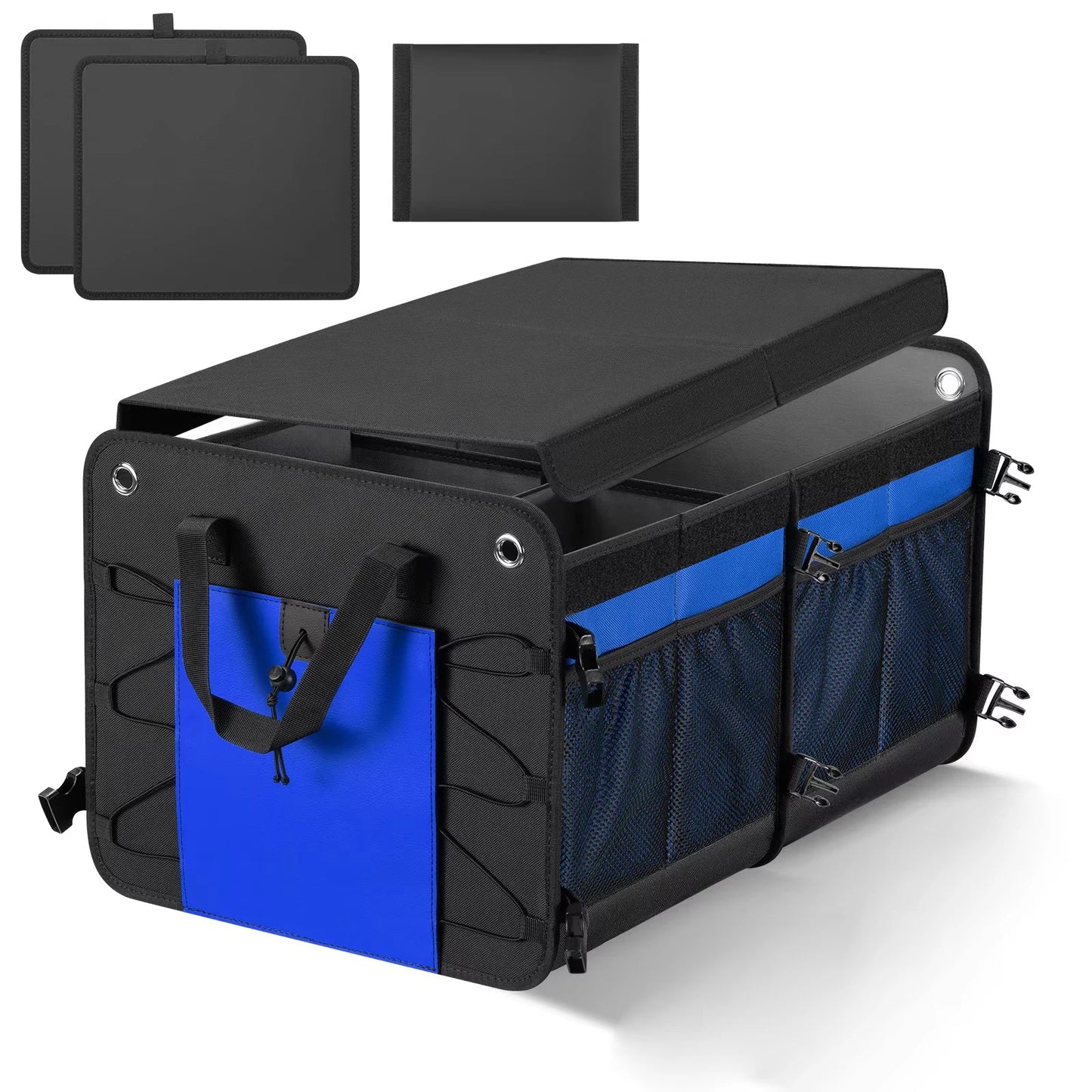 Organisateur de coffre SUV, organisateur de voiture, boîte de rangement pliable multi-compartiments pour accessoires de voiture pour femmes et hommes, fond antidérapant