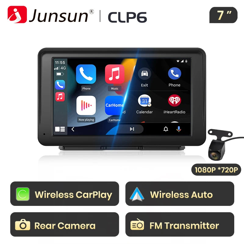 Junsun 7 pouces Portable écran tactile Carplay pour Apple Android Auto autoradio Radio multimédia lecteur vidéo Bluetooth FM AUX GPS