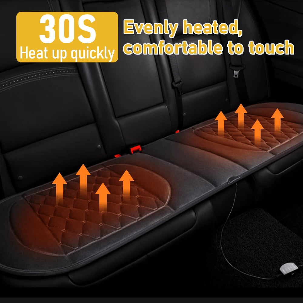 Housse de siège de voiture, coussin de siège chauffant arrière 12V, Long coussin chaud d'hiver, chauffage rapide, tapis de Protection universel