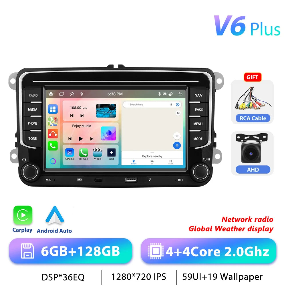 Podofo 7 "9" CarPlay Android autoradio pour Volkswagen VW Golf Passat JETTA Skoda siège voiture système Intelligent 2din GPS autoradio