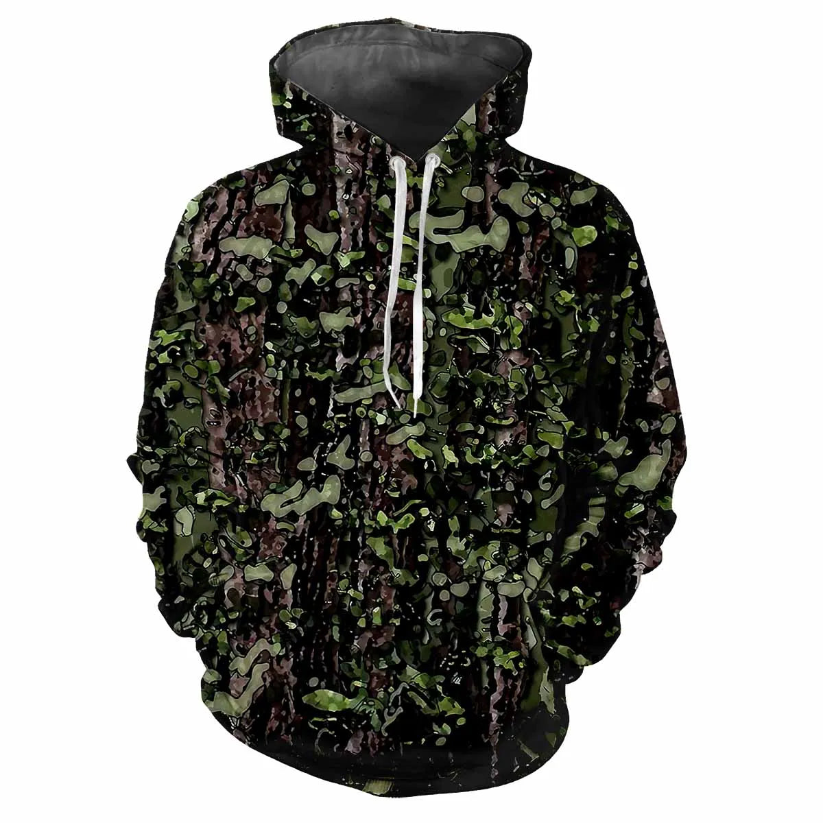 Camouflage chasse animaux en plein air Camouflage printemps et automne hommes à capuche rue tendance ample confortable haut décontracté vêtements