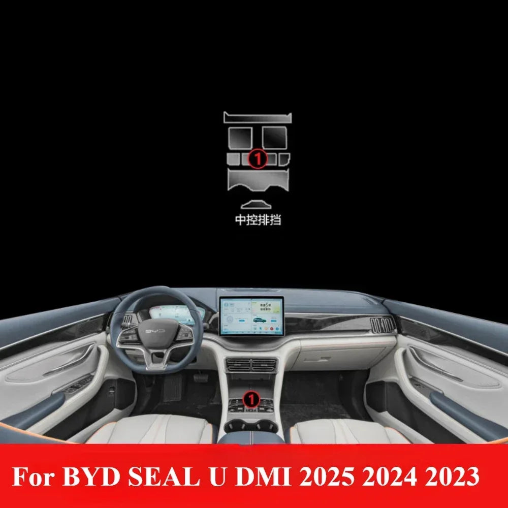 Film intérieur Transparent en TPU pour panneau d'engrenage, autocollant de Protection PPF pour Console centrale BYD SEAL U DMI 2025 2024 2023
