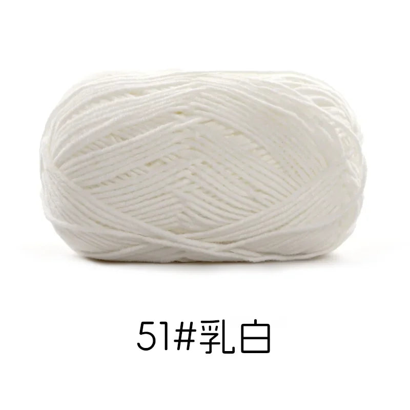 Pelote de Fil de Coton de Lait Peigné à 4 Brins, Laine Douce pour Crocheter et Tisser à la Main, 50g Chacun. 120M)