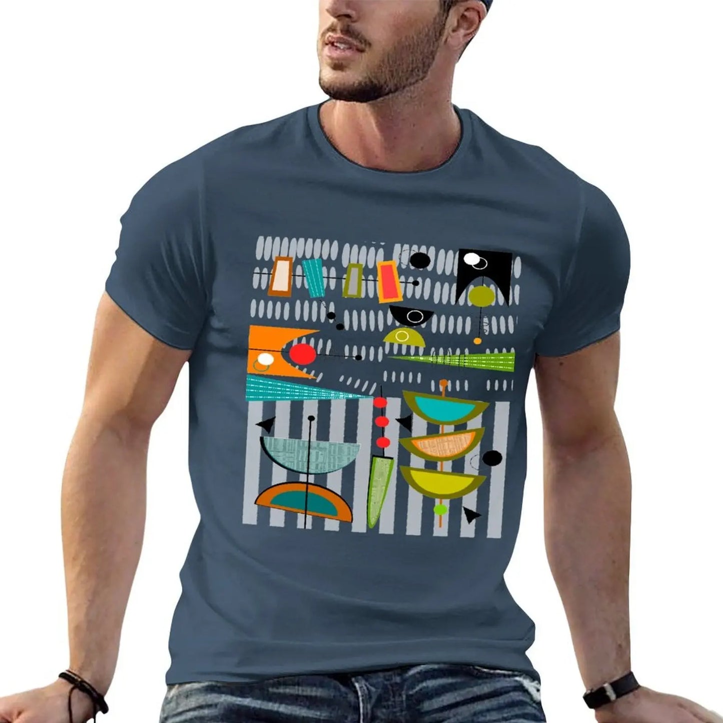 Homme coton chemise moderne homme milieu du siècle T-Shirt chemise 100% graphique # 55 t de luxe marque abstraite