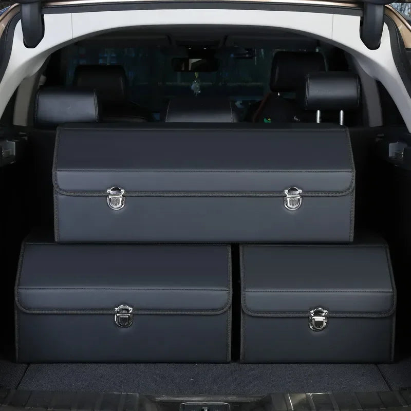 Organisateur de coffre de voiture et rangement Suv, coffre pliable en Faux cuir, multi-compartiments réglable, boîte de rangement d'épicerie automatique