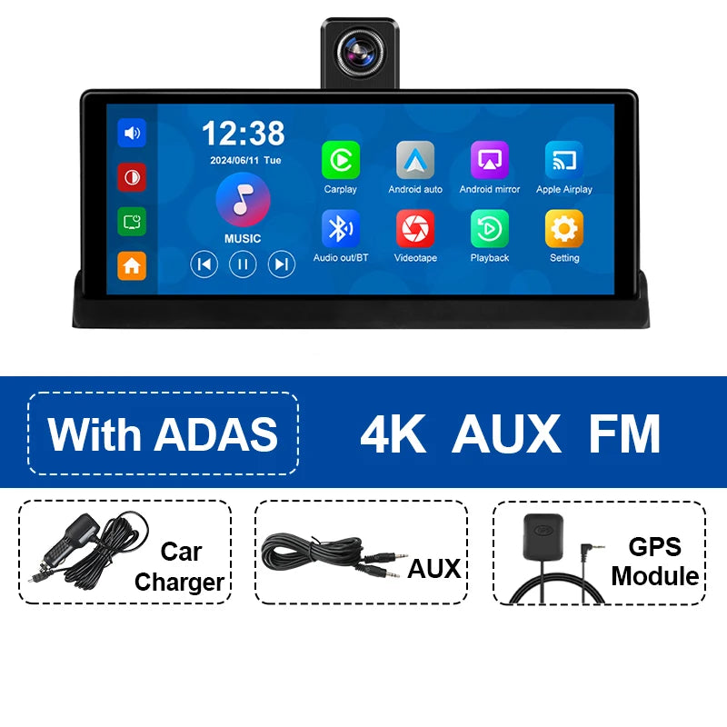 Srnubi 10.26 ''4K ADAS Dashcam voiture DVR Android Auto Carplay écran automobile système Intelligent enregistreur vidéo moniteur rétroviseur