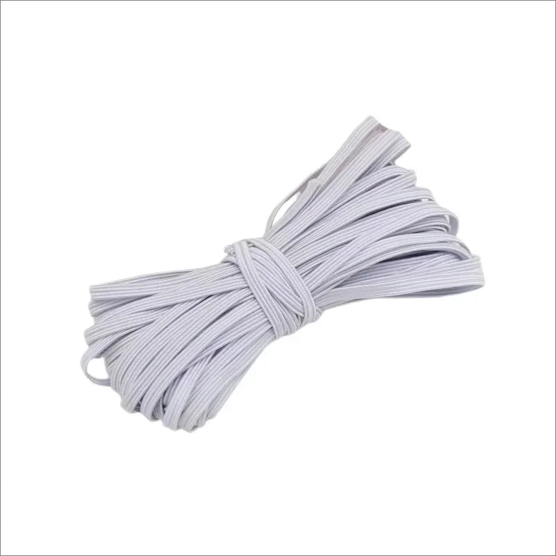Bande élastique plate de 10m, blanc et noir, bande élastique plate à haute élasticité, corde extensible de couture pour sous-vêtements, pyjamas, attaches, garniture de masque de bricolage