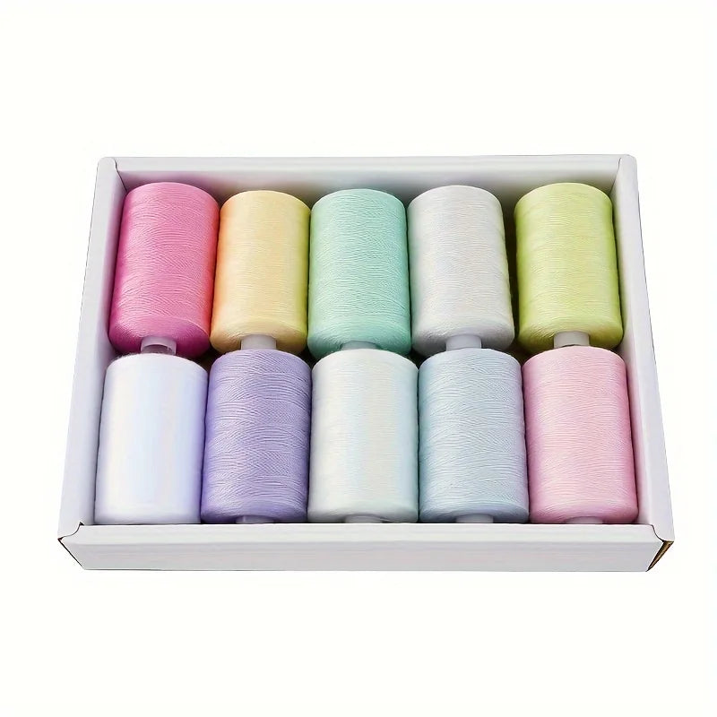 Fil à coudre - 10 fils en polyester pour machine à coudre, quilting et à coudre à la main - Ensemble de 1000 yds par bobine