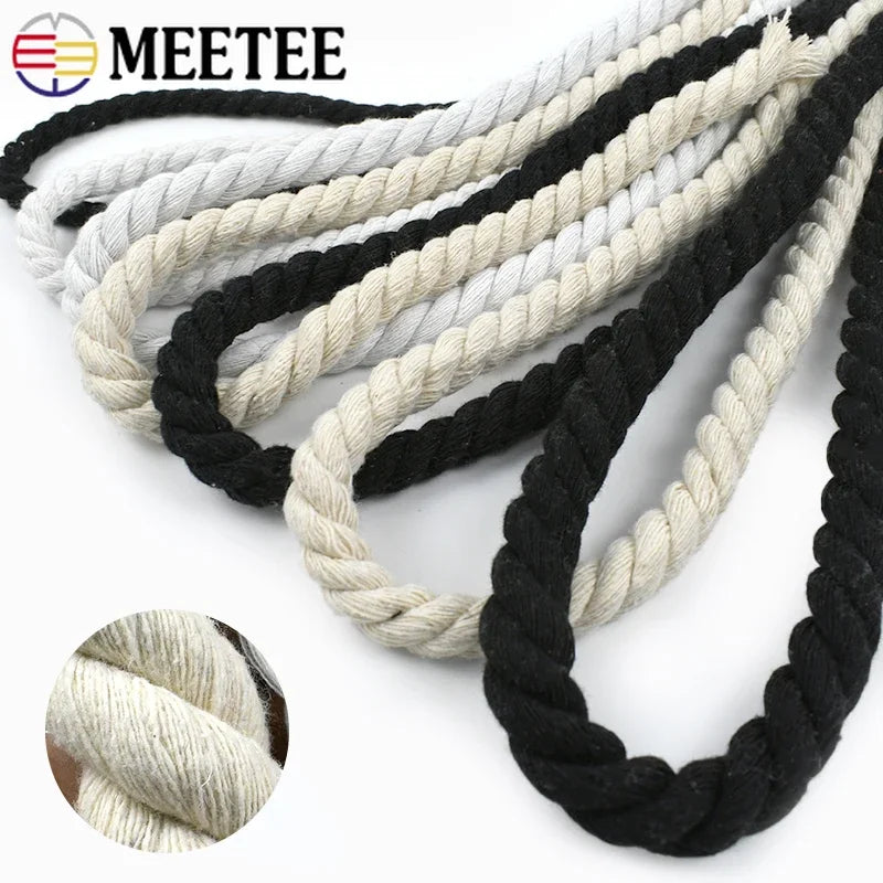 Cordons en macramé de 5 mètres, 7-15mm, 3 actions, corde torsadée en coton pour sac fait à la main, matériel artisanal pour la maison, accessoires de couture