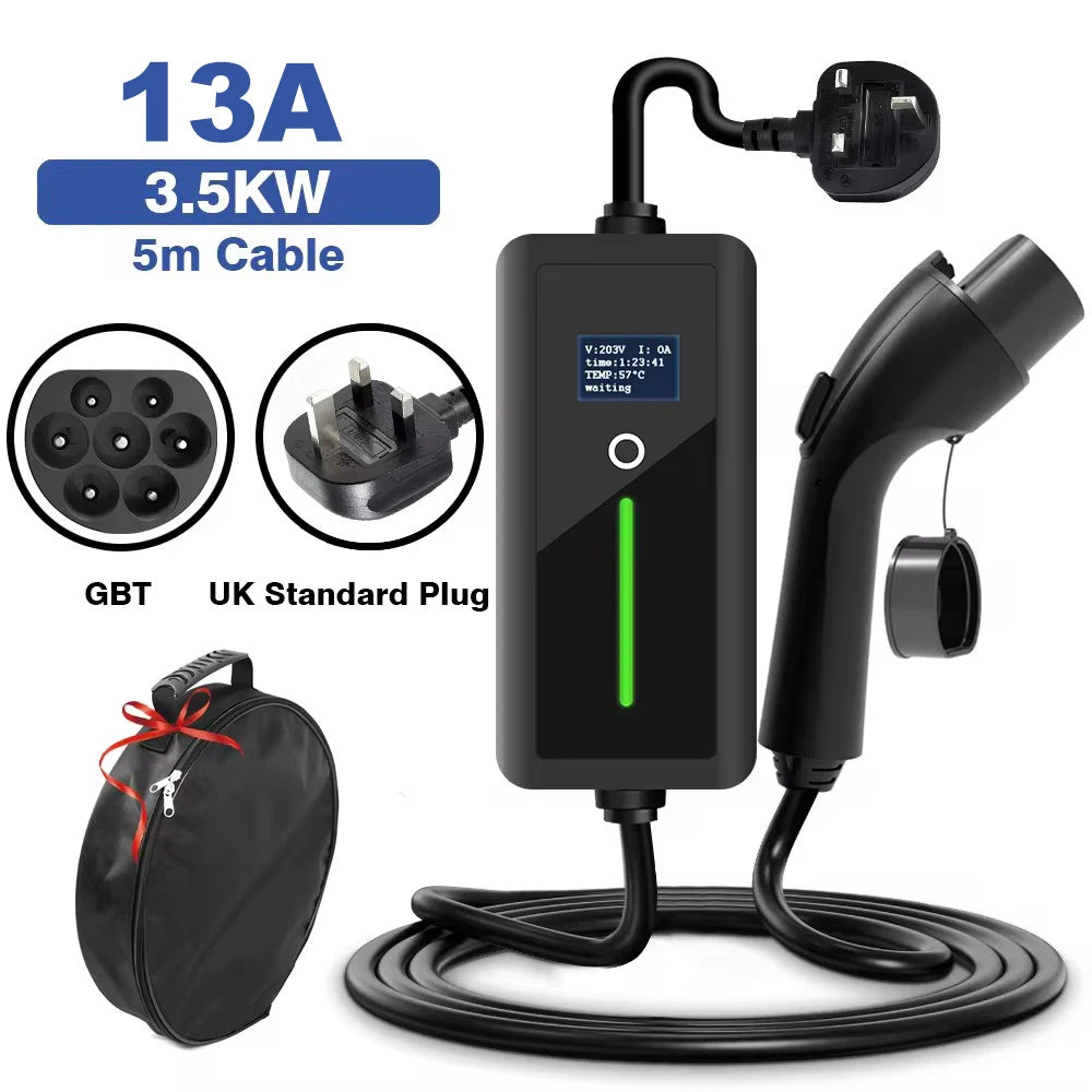 LONLINK-Chargeur de voiture électrique portable, prise britannique, câble de charge de 3,5 kW à type 2, GBT, type 1, 13A, 240V, 5m