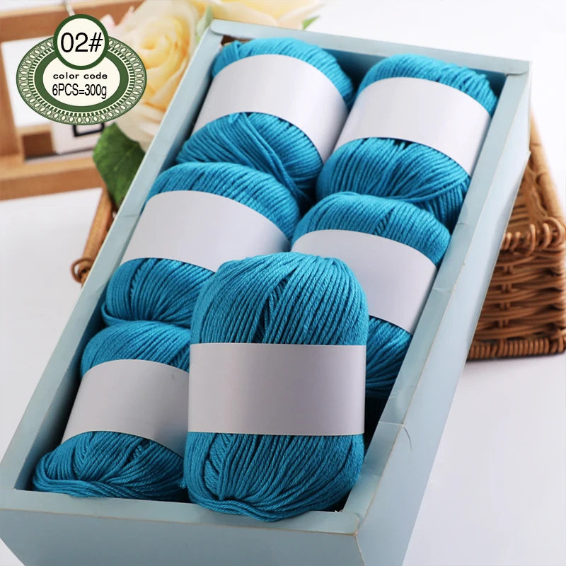 Fil de mélange de soie de luxe 6 pièces/ensemble, 50g chacun, fil à tricoter doux adapté aux pulls, couvertures et écharpes pour bébé, plusieurs couleurs