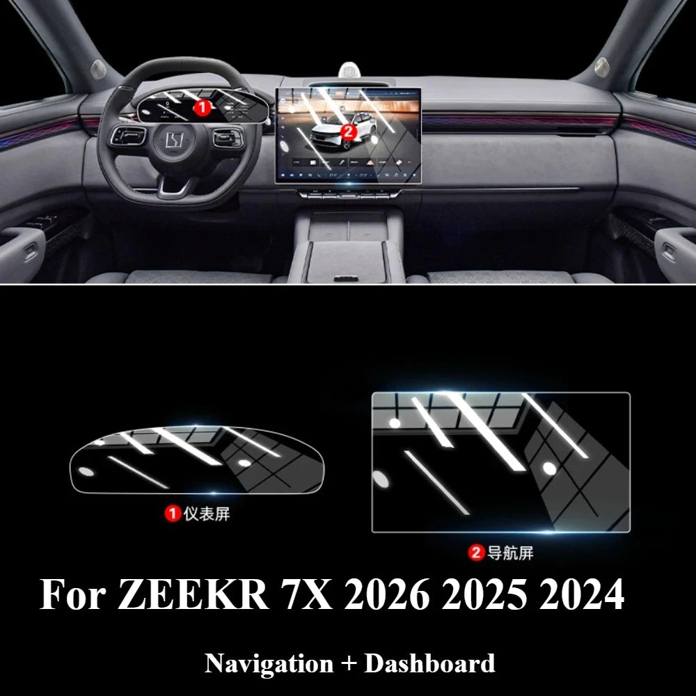 Film de Protection PPF pour ZEEKR 7X 2026 2025 2024, accessoires intérieur transparent en TPU LCD, panneau d'équipement de Navigation, Console centrale