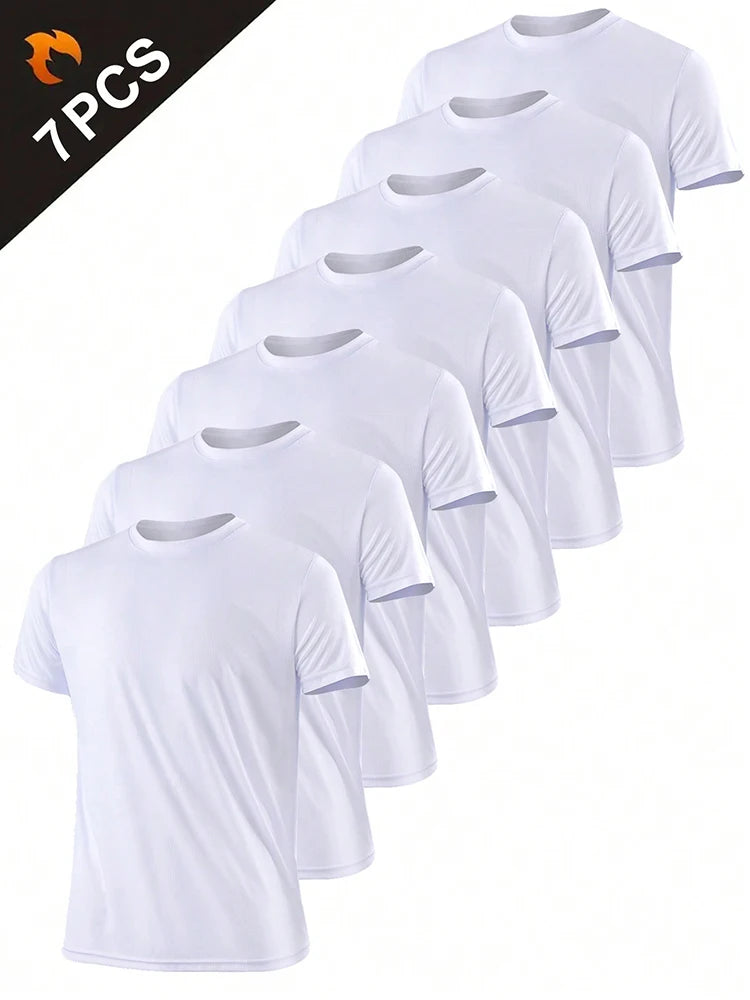 T-shirt de sport à séchage rapide ultraléger pour hommes, haut léger respirant, document solide, entraînement de fitness, entraînement, course à pied, salle de sport, 7 pièces