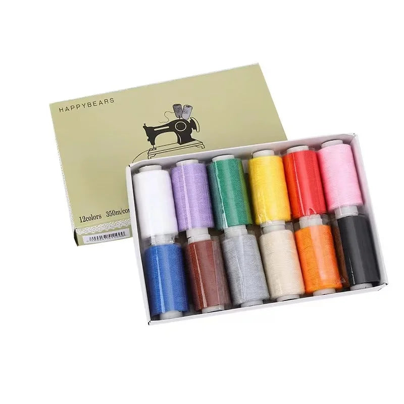 12 pièces fils à coudre tout usage en Polyester pré-enroulé Machine à broder et à coudre bricolage fil à broder fil à coudre 380Yards