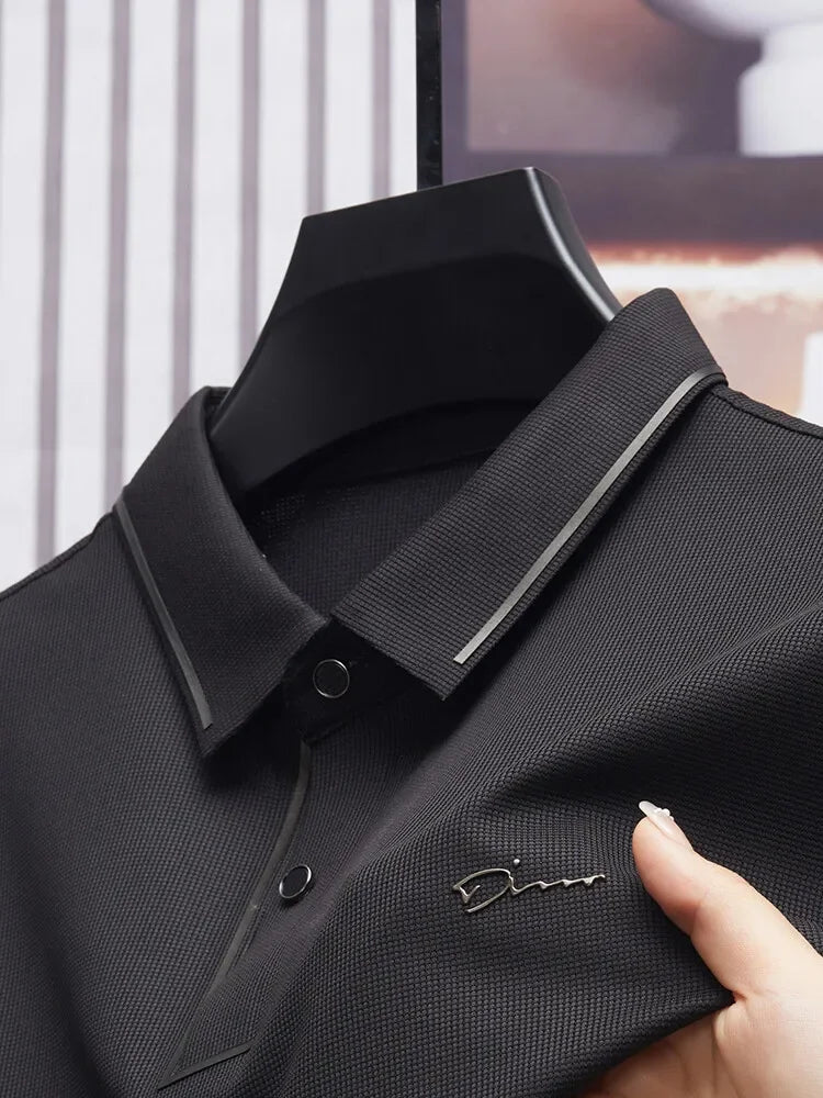 Polo sans couture pour hommes, T-shirt de luxe en tissu Cool, décontracté, Golf, coupe cintrée, col chemisier, nouvelle collection