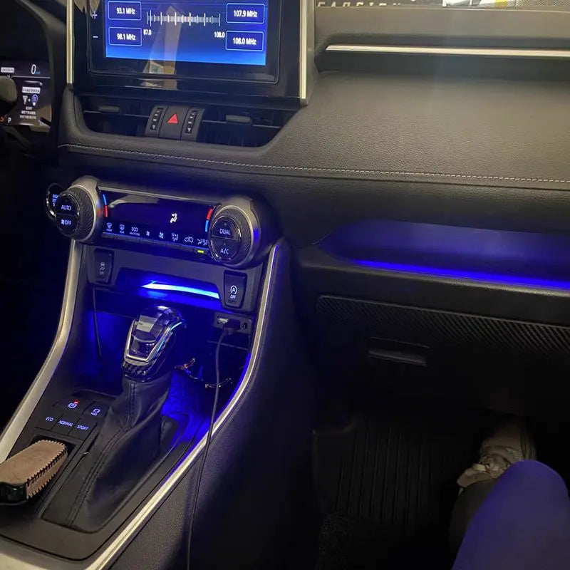 Kit de lumière ambiante LED pour tableau de bord de voiture bleu 3 en 1, pour Toyota RAV4 2019 – 2024 XA50, prise à brancher