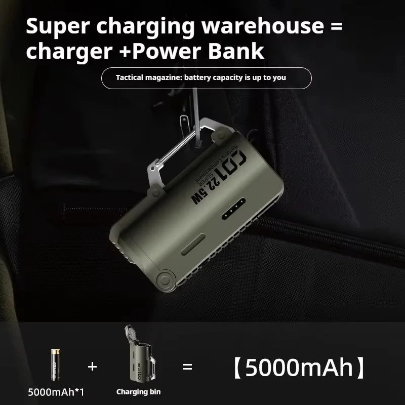 DOKIY C01 22.5W Super compartiment de batterie 5000mAh charge rapide chargeur Portable batterie externe de Camping en plein air avec boucle à crochet