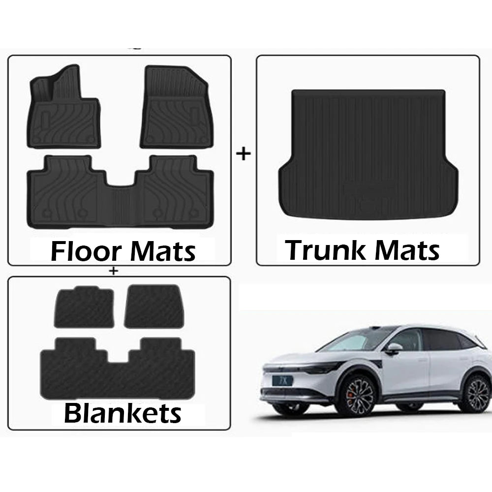 Tapis de sol de voiture Zeekr 7X 2024 2025 2026, 5 sièges, doublure de chargement toutes saisons, coussinet de coffre, accessoires imperméables en TPE