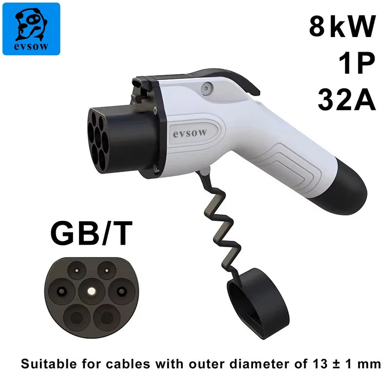 Evsow-Prise de charge GBT 22KW 32A 3 phases, adaptateur de chargeur EV pour voiture électrique GBT, prise de chargeur EV pour appareil de véhicule