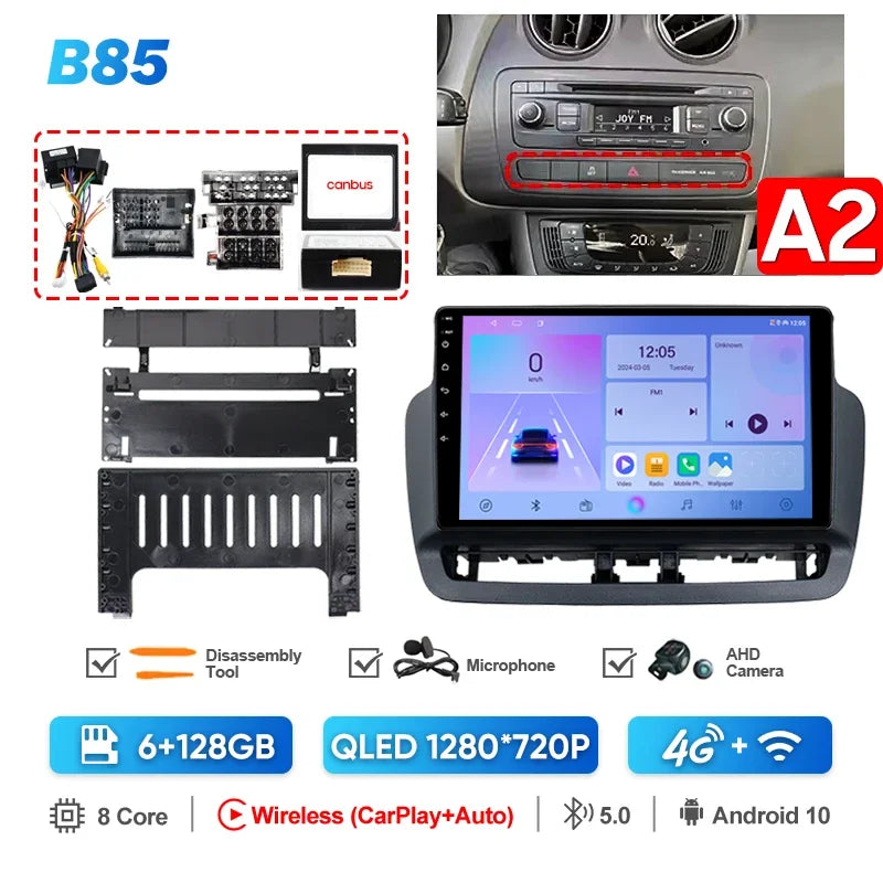 Pour Seat Ibiza 2012 2013 2014 2015 Android Auto Carplay Radio voiture lecteur vidéo multimédia GPS Navigation QLED écran tactile 4G