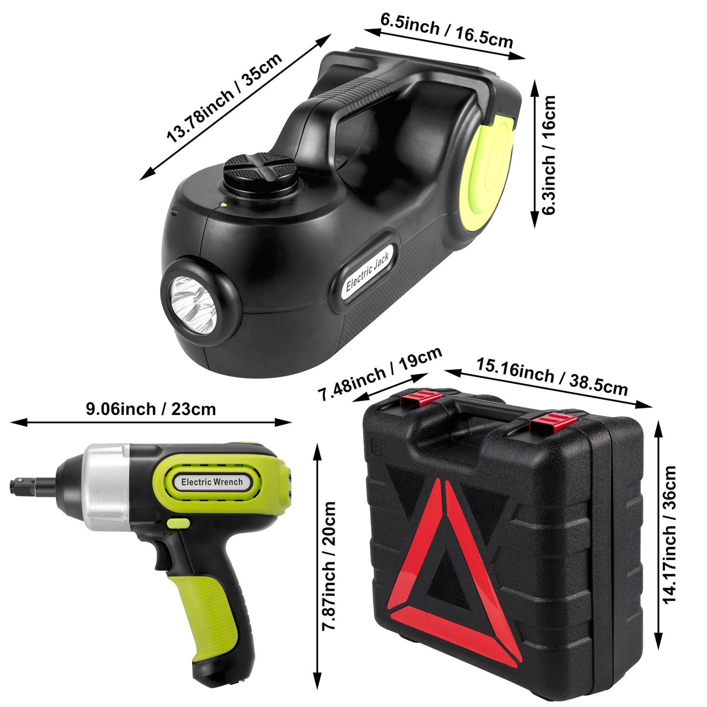 SucceBuy 5T 12V Kit de cric de voiture électrique + clé à chocs lumière LED