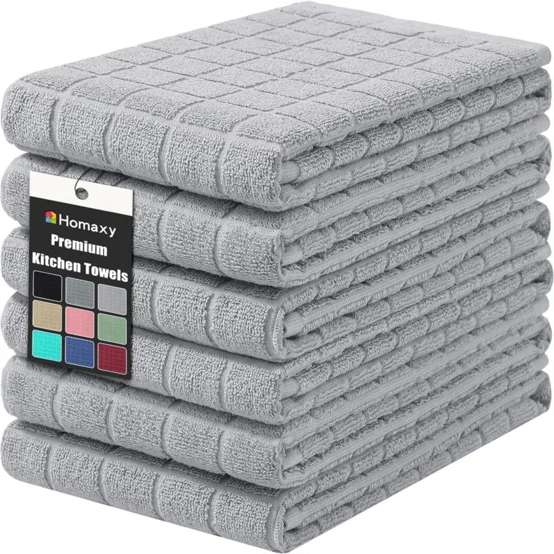 Serviettes de cuisine en coton Homaxy, grandes serviettes à vaisselle naturelles en coton ring-spun, serviettes de cuisine super absorbantes en tissu éponge avec boucle de suspension