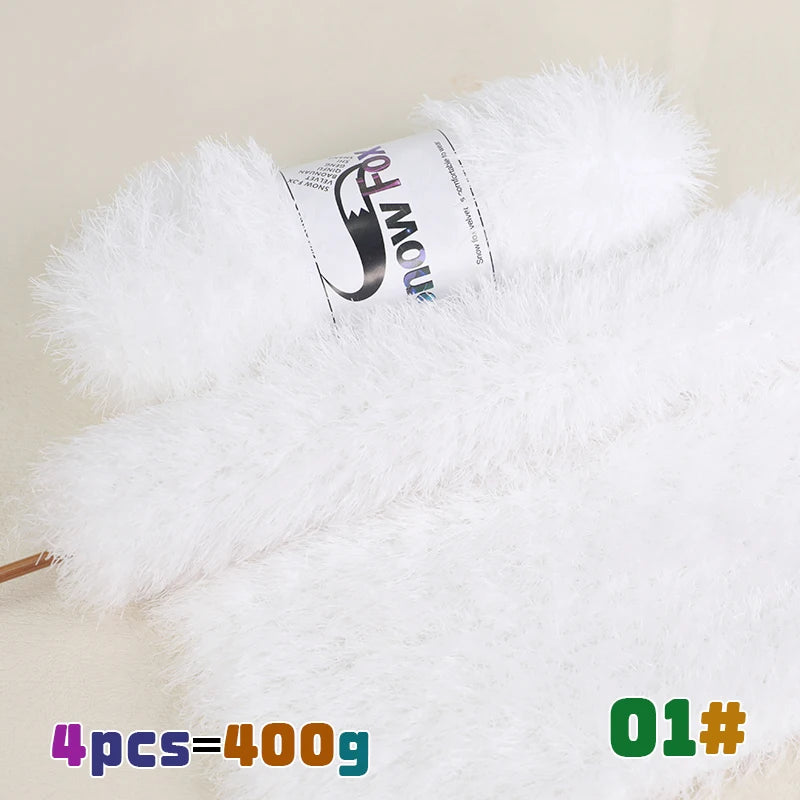 Fil de fausse fourrure 400g, fil de plumes, fil de cils, fil épais pour tricoter à la main, adapté au tricot de grands manteaux, pyjamas, foulards, chapeaux, châles, gilets