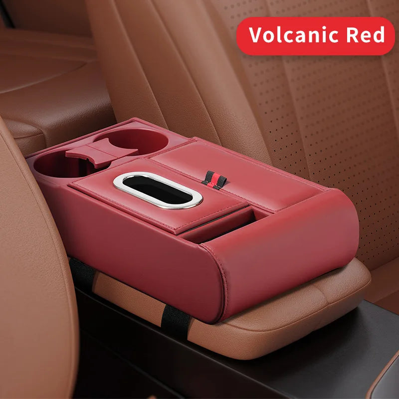 Boîte de rangement d'accoudoir de voiture, coussin de rehaussement, boîte à mouchoirs, support de verre d'eau, boîte de rangement multifonctionnelle pour voiture, coussin d'accoudoir de Console