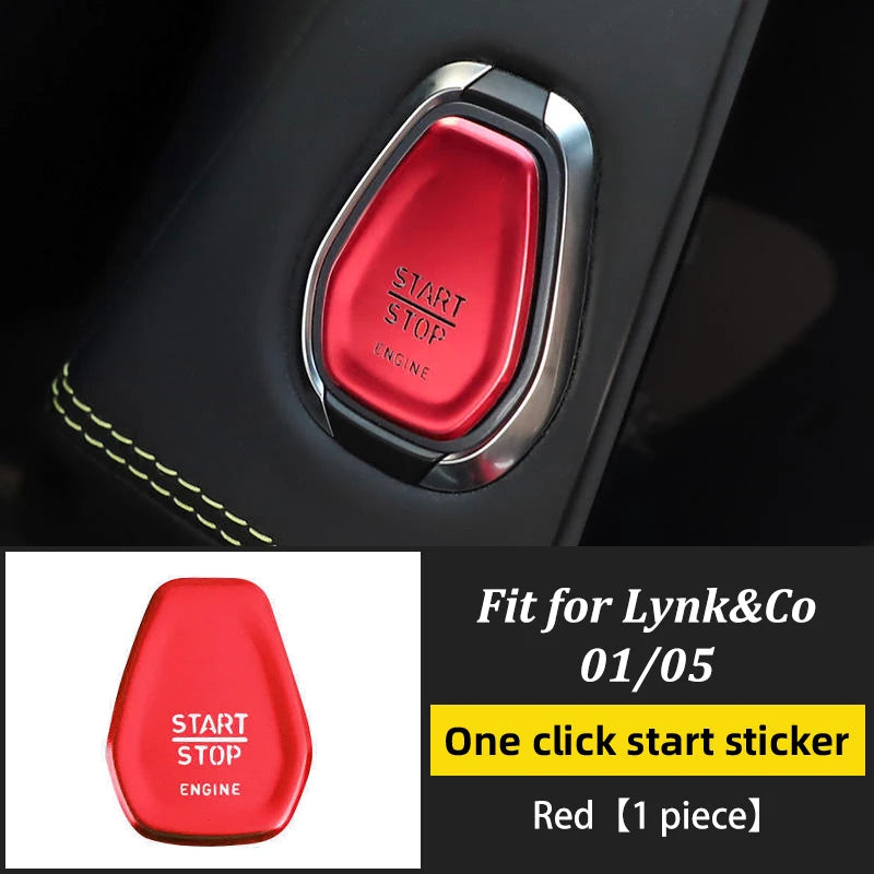 LINNUNU couvercle de bouton de moteur de voiture pour Lynk & Co 01 05 Lingke auto moteur allumage démarrage arrêt interrupteur bouton poussoir décoratif autocollant