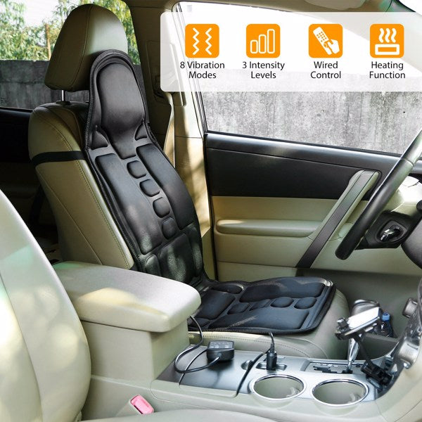 Coussin de siège masseur de dos, coussin de siège de voiture de Massage électrique avec fonction de chauffage, 8 Modes de Vibration, 3 niveaux d'intensité