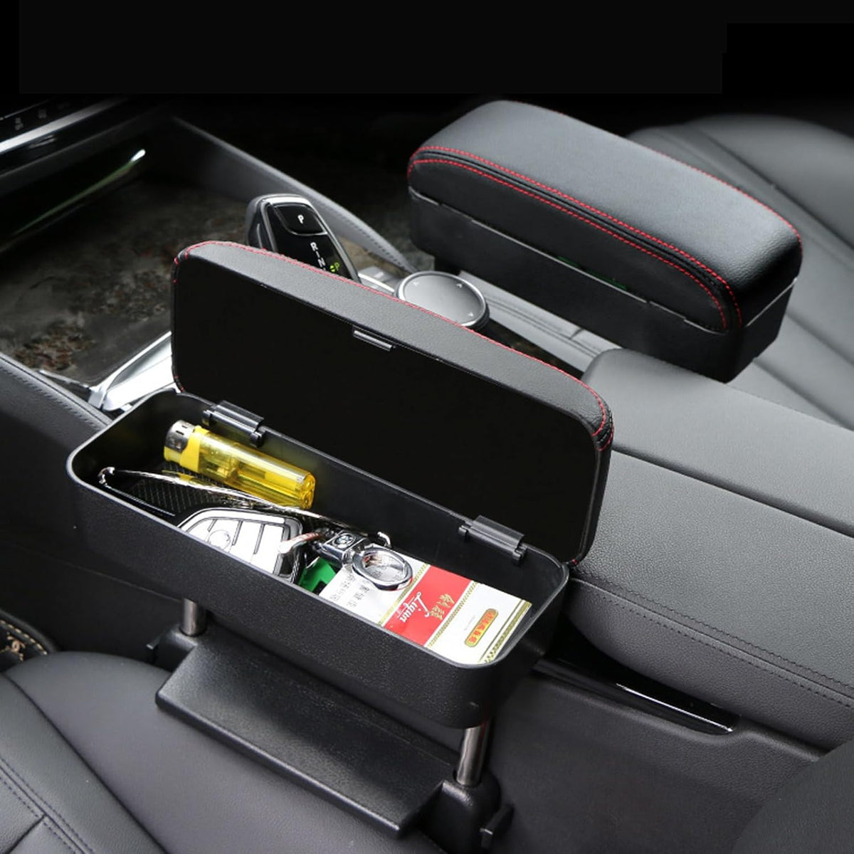 Car Armrest Storage Box Adjustable Car Center Console Armrest Box Car Seat Gap Filler Organizer for Most Vehicles SUV Trucks