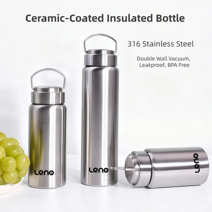 Bouteille Thermos à thé avec revêtement en céramique de qualité supérieure, tasse d'eau à Double paroi en acier inoxydable, flacon sous vide, bouteille de voyage, 350-750ml