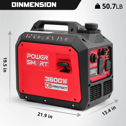 Générateur PowerSmart, équipement et équipement de camping, générateur d'onduleur portable super silencieux de 3600 watts, alimenté au gaz, prêt pour camping-car, paralys