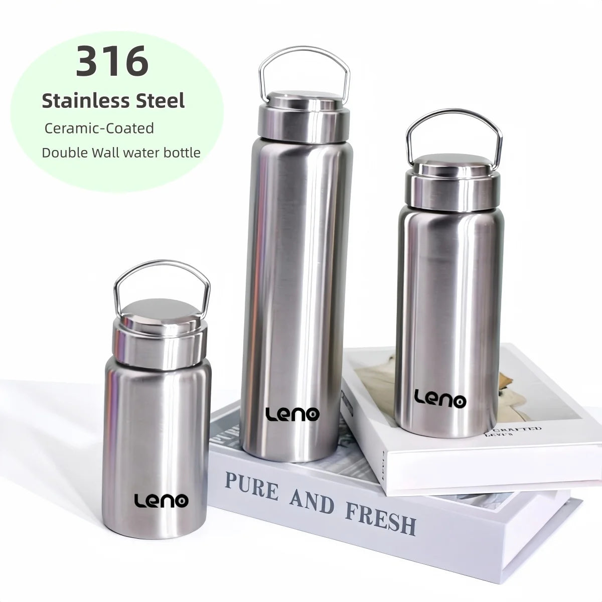 Bouteille Thermos à thé avec revêtement en céramique de qualité supérieure, tasse d'eau à Double paroi en acier inoxydable, flacon sous vide, bouteille de voyage, 350-750ml
