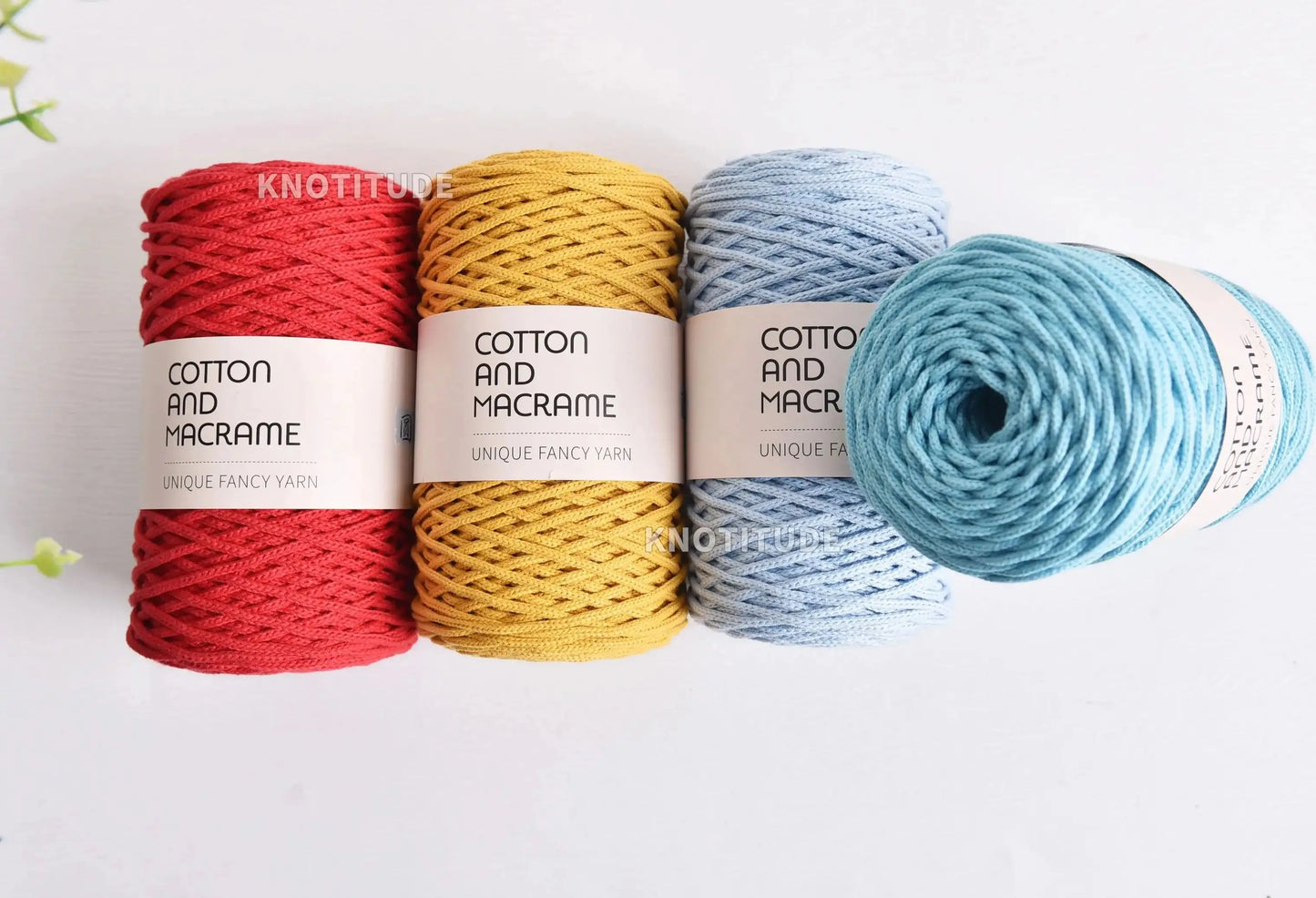 KNOOUS UDE-Fil à tricoter à la main en macramé de coton, sac de fil à crocheter, 130 coton de haute qualité, 3mm, 100% m par rouleau