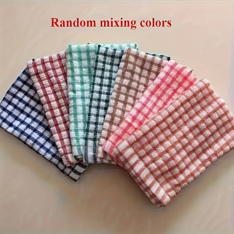 Torchon, chiffons de nettoyage de table, serviettes à carreaux de couleur aléatoire, chiffons absorbants, chiffons de nettoyage de cuisine, outils de nettoyage, réutilisables