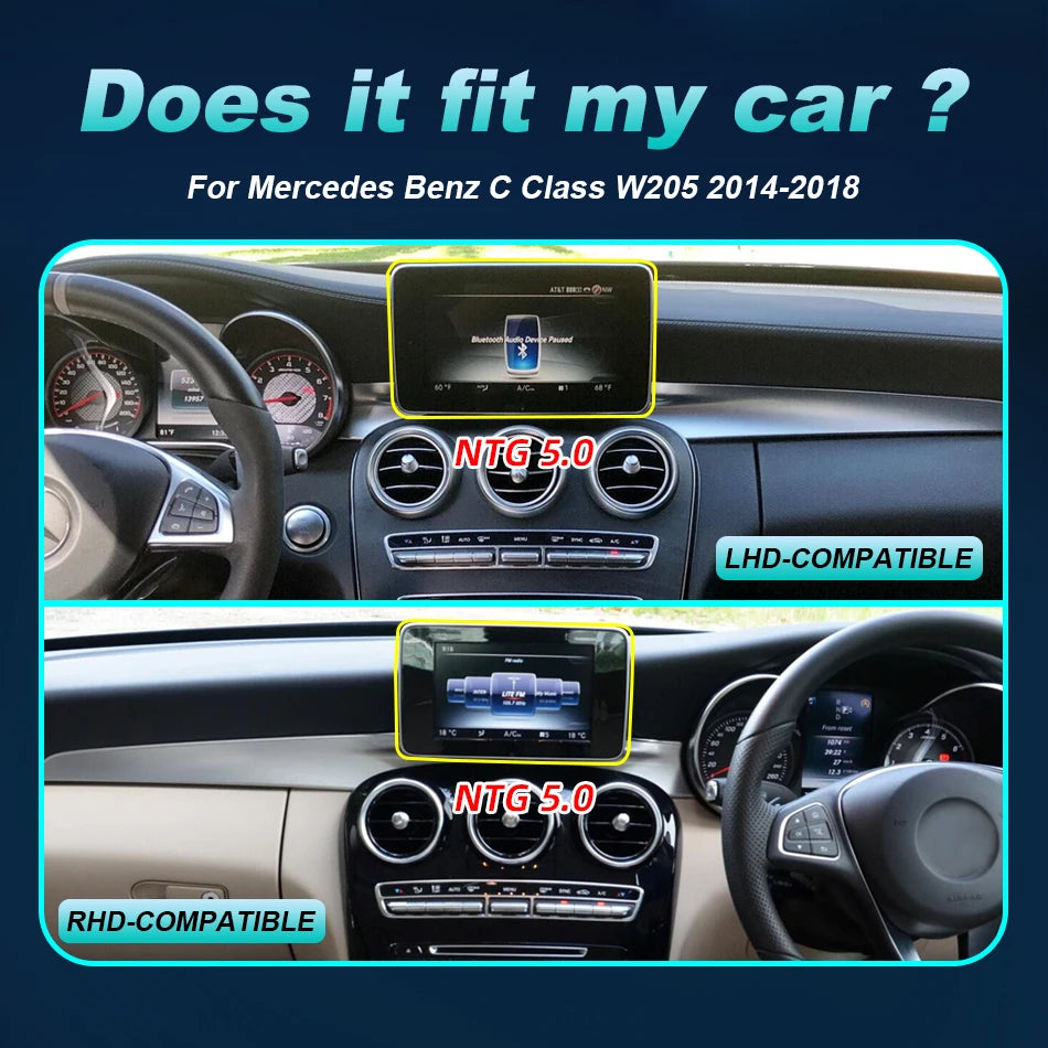 Android 14 sans fil CarPlay pour Mercedes Benz classe C W205 écran Android Auto multimédia Navigation GPS SWC DSP 4G WiFi