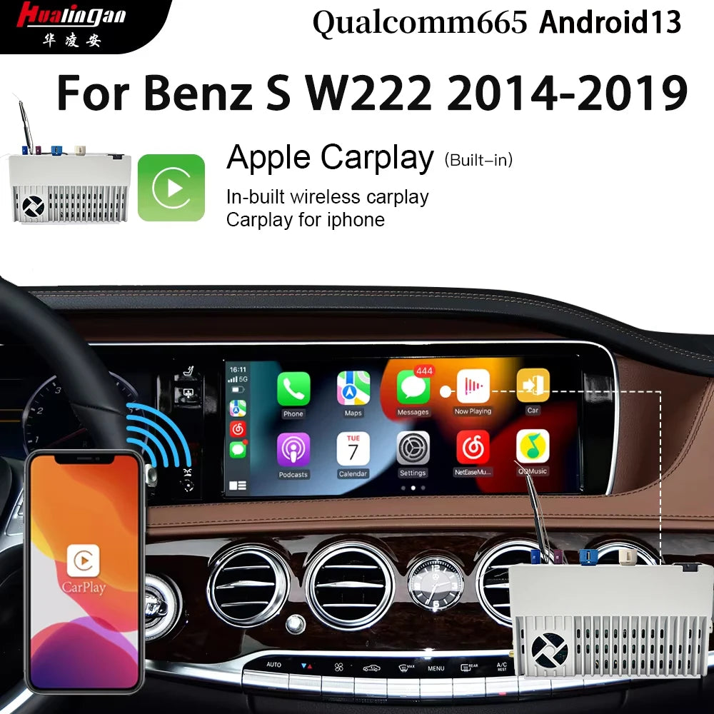 Hualingan pour Mercedes S W222 2014-2019 MBUX Carplay box AI Carplay Youtube 4G Android Auto Carplay écran complet NTG5.5 NTG5.0