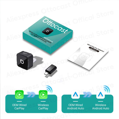 Adaptateur Cube 3-en-1 OTTOCAST Express MINI AIR 4.0 sans fil CarPlay Android Auto pour iOS, Mise en Miroir d'Écran, Accessoires Auto 2026