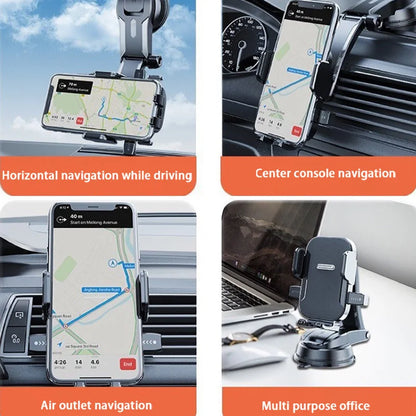 Support universel pour téléphone de voiture - Support de tableau de bord, pare-brise, bureau pour la navigation GPS, support de suspension sécurisé