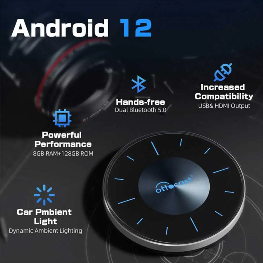 OTTOCAST P3 Android AI Box sans fil CarPlay Android Auto 128GB TV Box pour sortie HDMI accessoires de voiture pour Audi VW Chervolet Kia