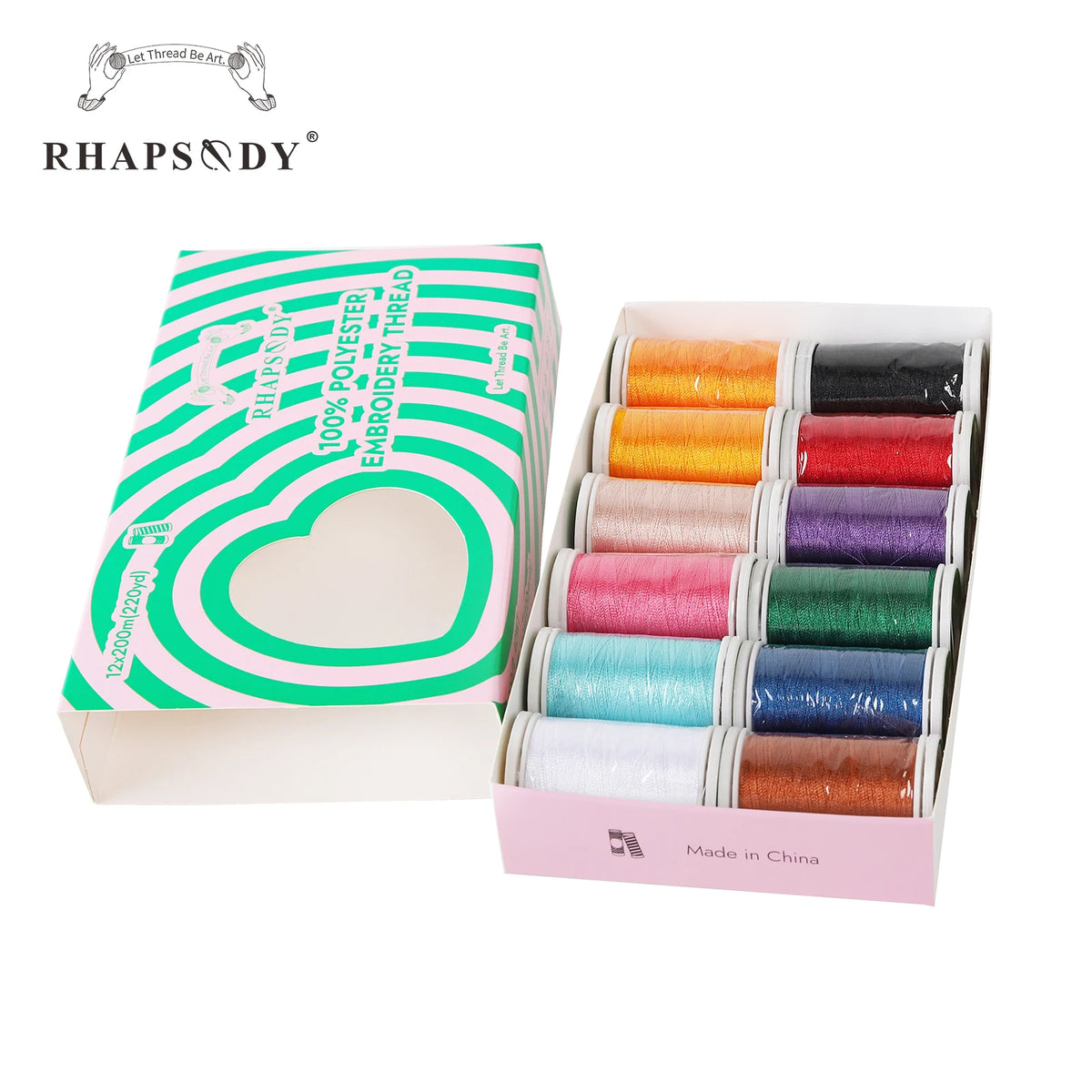 Rhapsody 6/60 ensemble de couleurs frère fil à broder en Polyester de qualité supérieure 200M (220Y) chaque bobine frère Babylock Janome Singer Hom