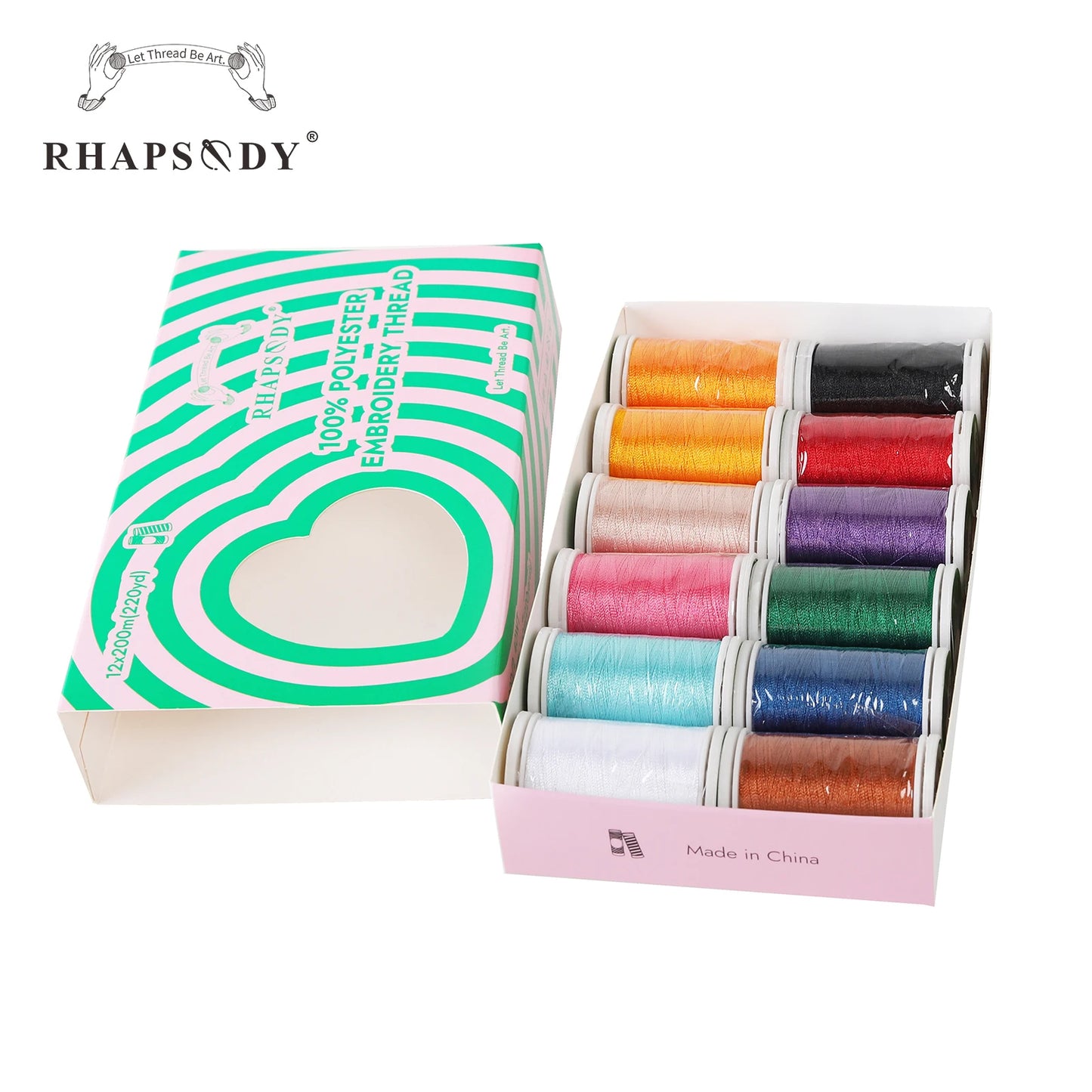 Rhapsody 6/60 ensemble de couleurs frère fil à broder en Polyester de qualité supérieure 200M (220Y) chaque bobine frère Babylock Janome Singer Hom